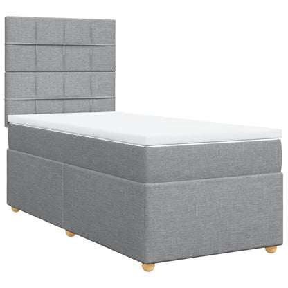 Boxspring met matras stof lichtgrijs 90x200 cm