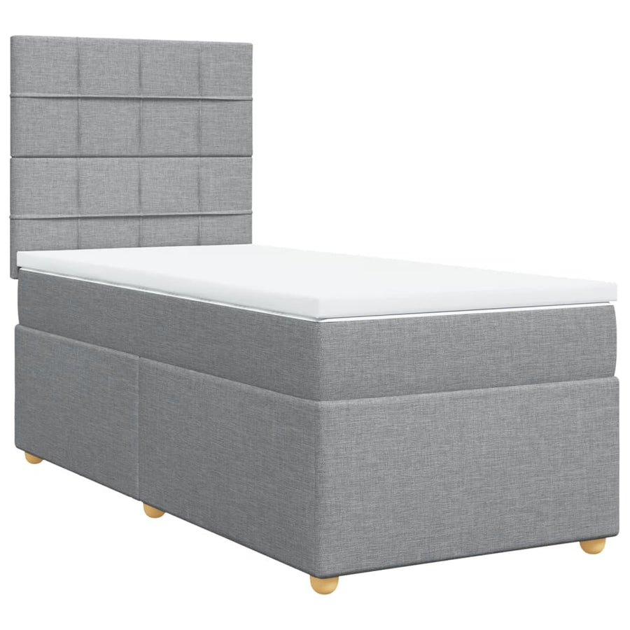 Boxspring met matras stof lichtgrijs 90x200 cm