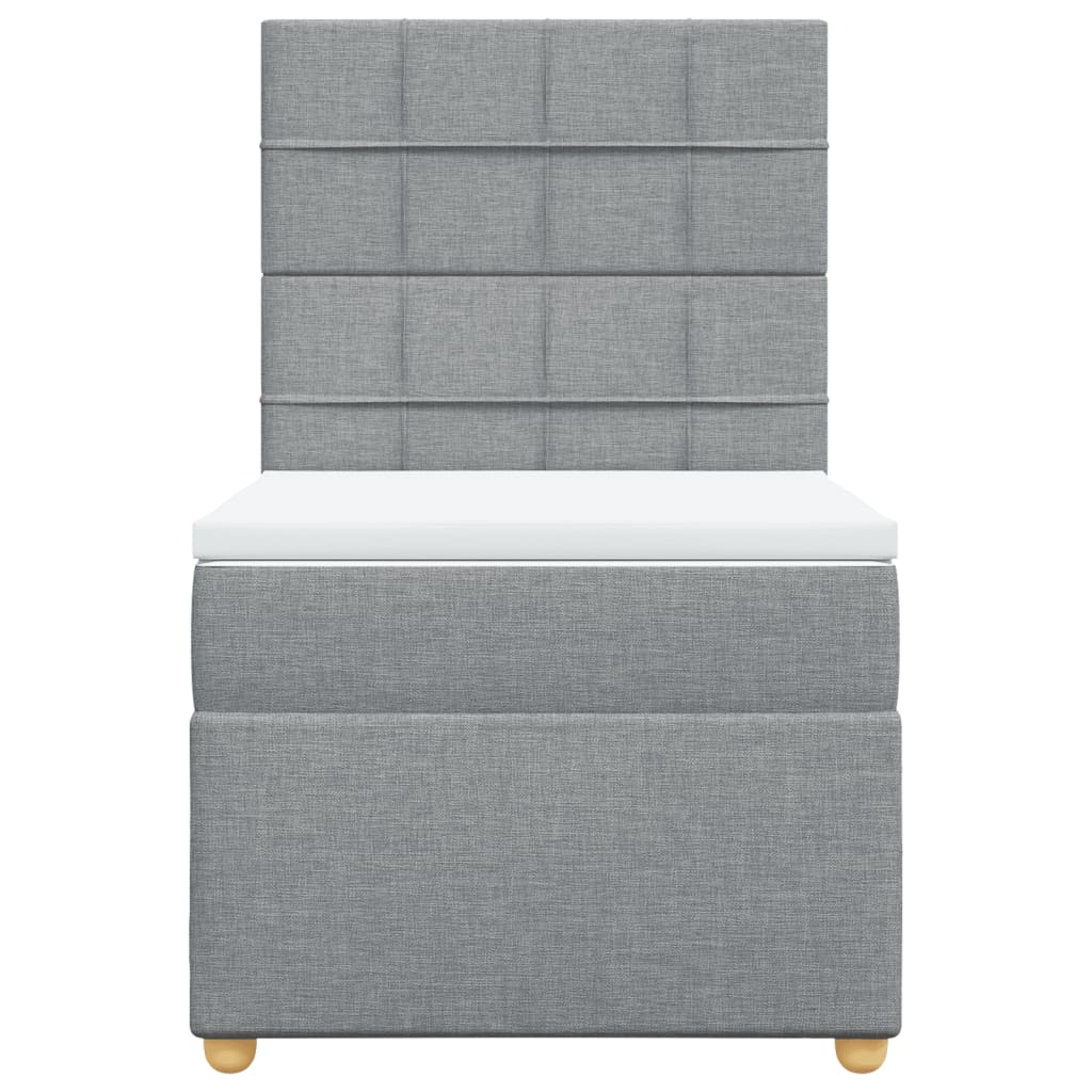 Boxspring met matras stof lichtgrijs 90x200 cm