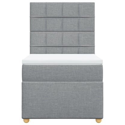 Boxspring met matras stof lichtgrijs 90x200 cm