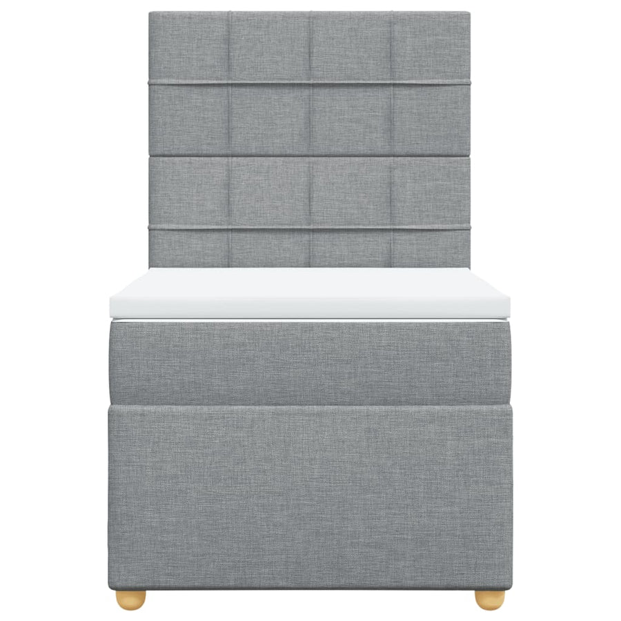 Boxspring met matras stof lichtgrijs 90x200 cm