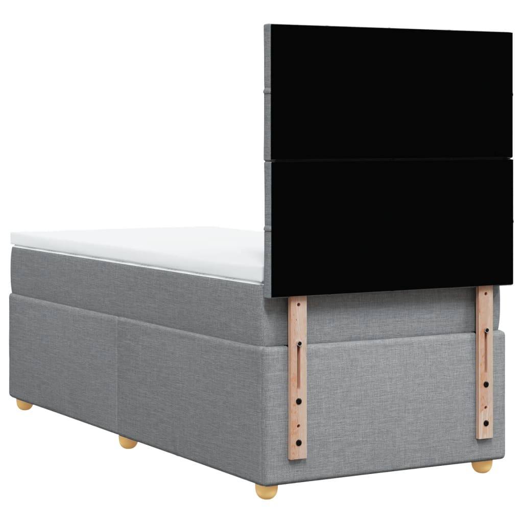 Boxspring met matras stof lichtgrijs 90x200 cm