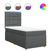 Boxspring met matras stof donkergrijs 90x200 cm