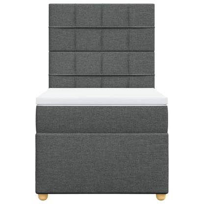 Boxspring met matras stof donkergrijs 90x200 cm