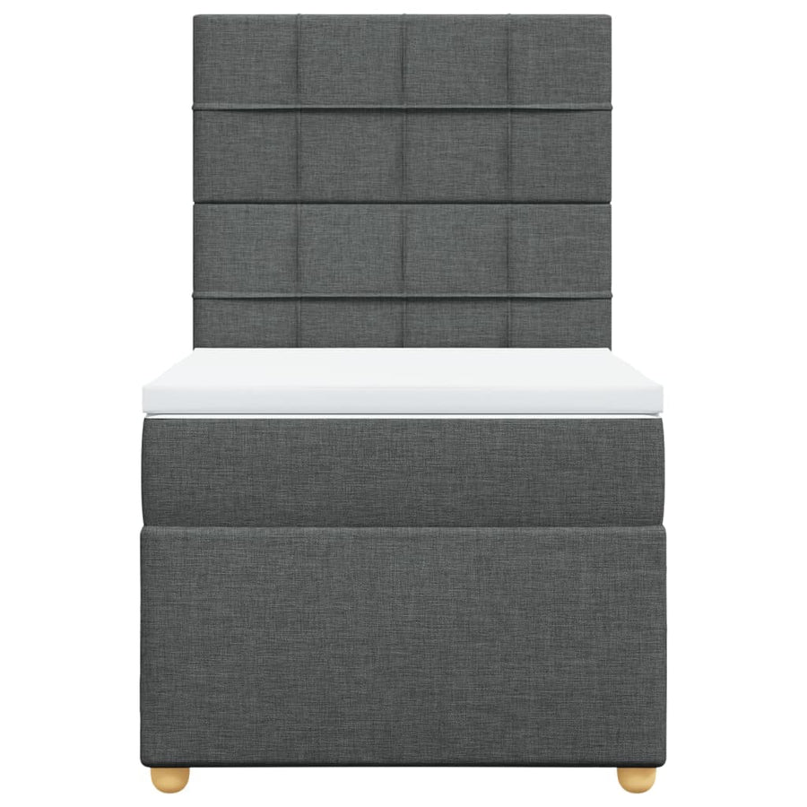 Boxspring met matras stof donkergrijs 90x200 cm