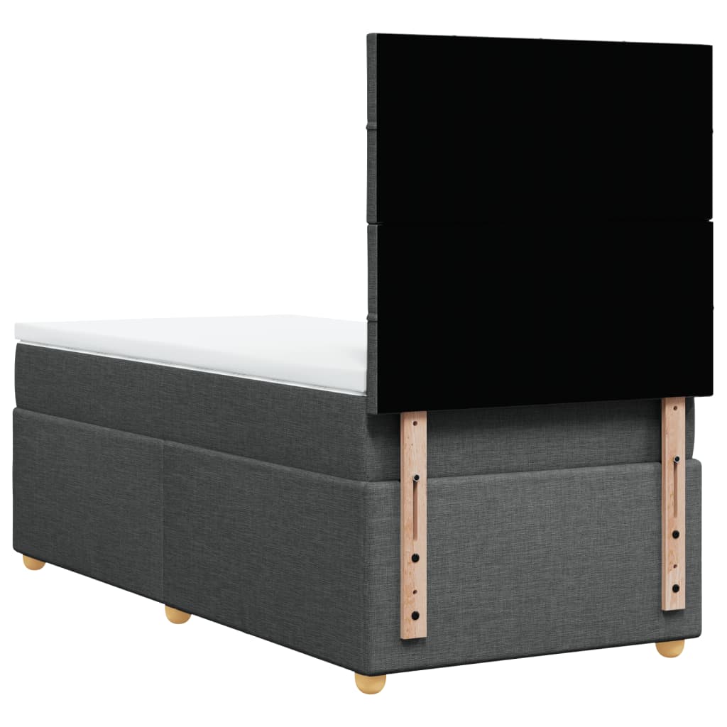 Boxspring met matras stof donkergrijs 90x200 cm