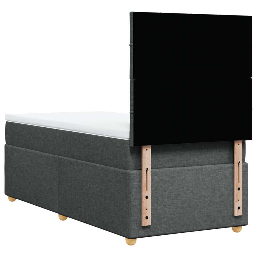 Boxspring met matras stof donkergrijs 90x200 cm