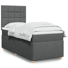 Boxspring met matras stof donkergrijs 90x200 cm