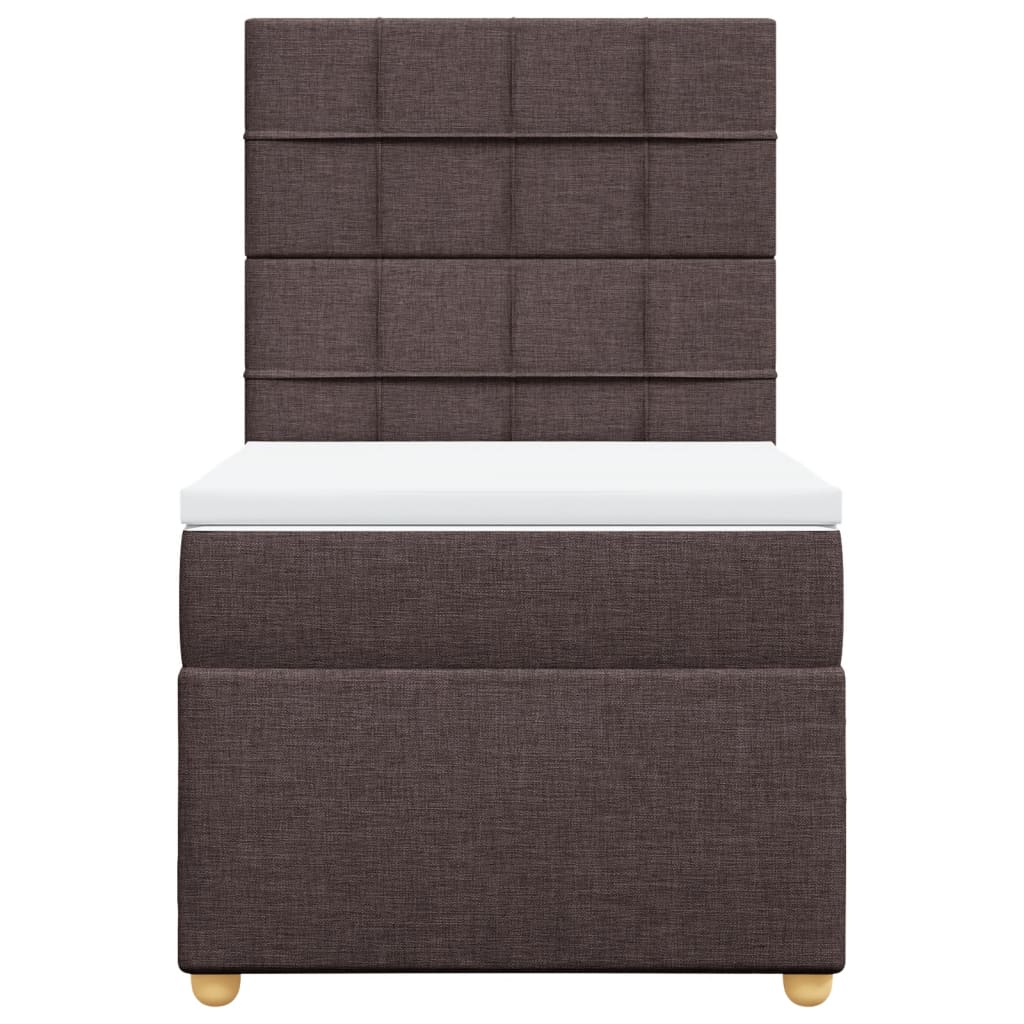 Boxspring met matras stof donkerbruin 90x200 cm
