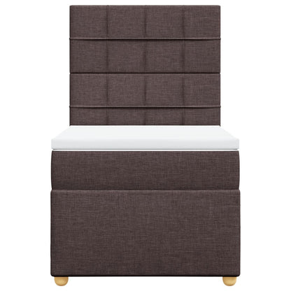Boxspring met matras stof donkerbruin 90x200 cm