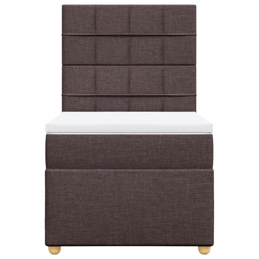 Boxspring met matras stof donkerbruin 90x200 cm