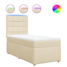 Boxspring met matras stof crèmekleurig 90x200 cm