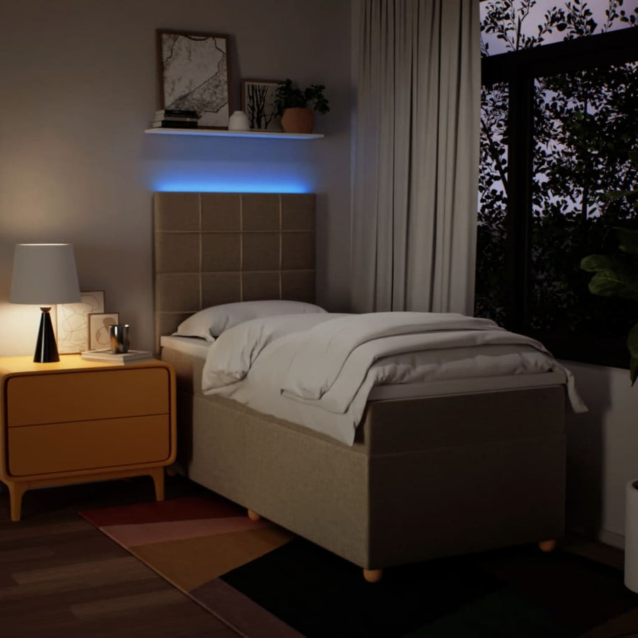Boxspring met matras stof crèmekleurig 90x200 cm