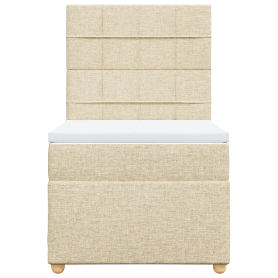 Boxspring met matras stof crèmekleurig 90x200 cm