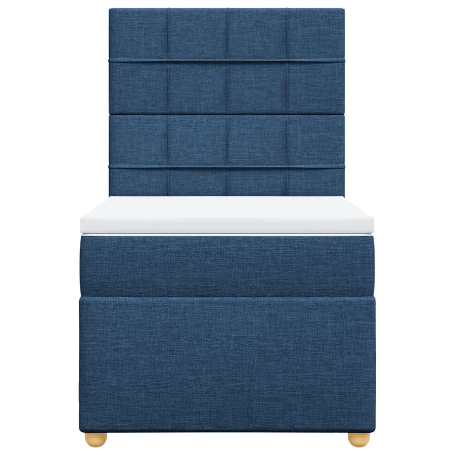 Boxspring met matras stof blauw 90x200 cm