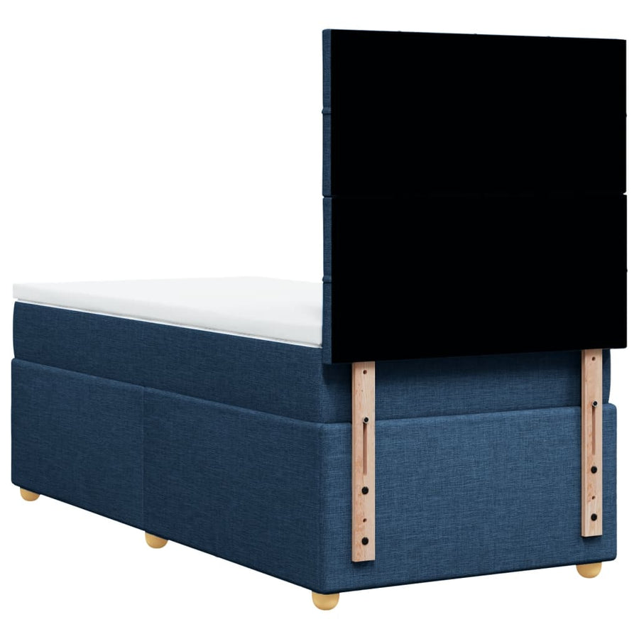 Boxspring met matras stof blauw 90x200 cm