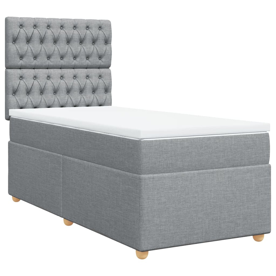 Boxspring met matras stof lichtgrijs 90x200 cm