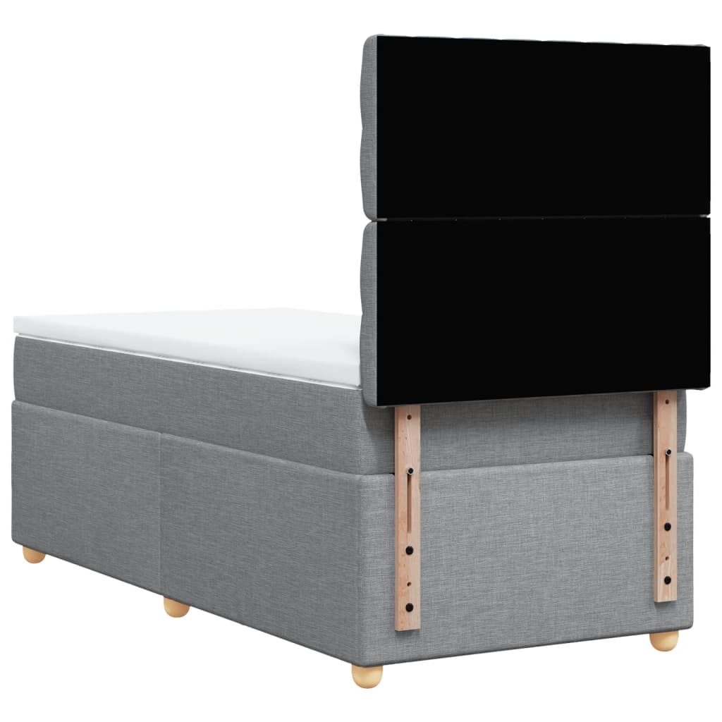 Boxspring met matras stof lichtgrijs 90x200 cm