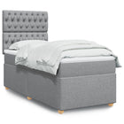 Box spring with mattress light gray fabric 90x200 cm