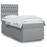 Box spring with mattress light gray fabric 90x200 cm