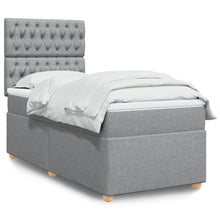 Boxspring met matras stof lichtgrijs 90x200 cm