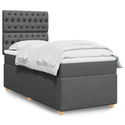 Fabric box spring with mattress dark grey 90x200 cm