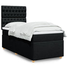 Box spring with mattress fabric black 90x200 cm