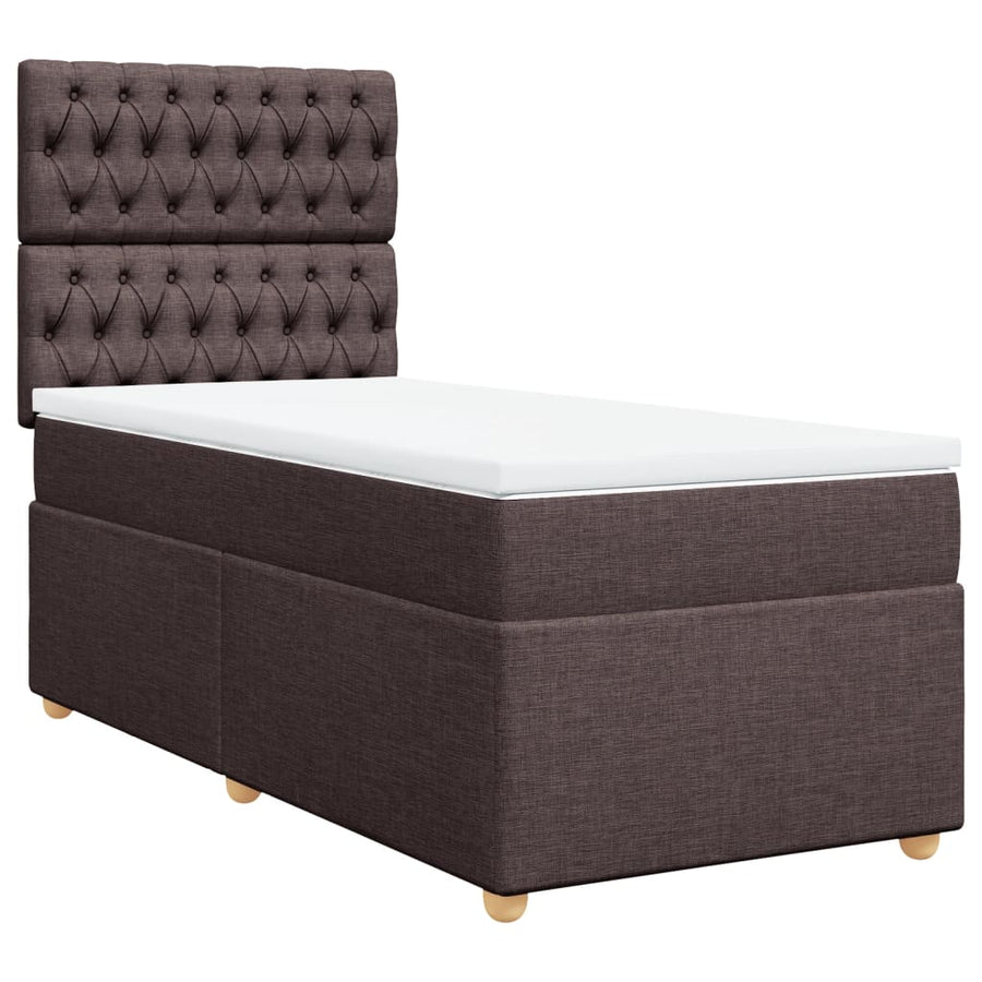 Boxspring met matras stof donkerbruin 90x200 cm