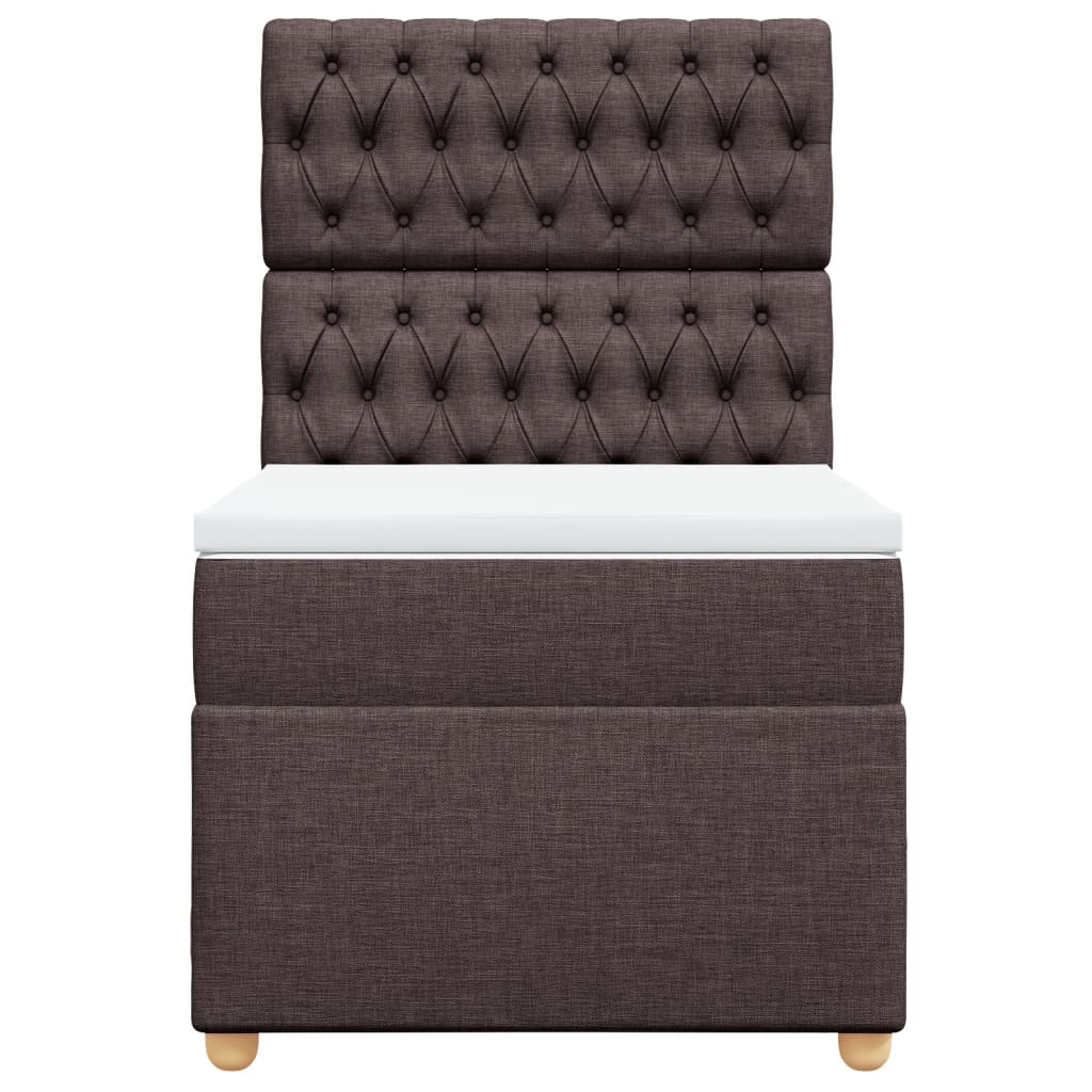 Boxspring met matras stof donkerbruin 90x200 cm
