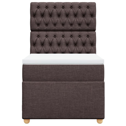 Boxspring met matras stof donkerbruin 90x200 cm