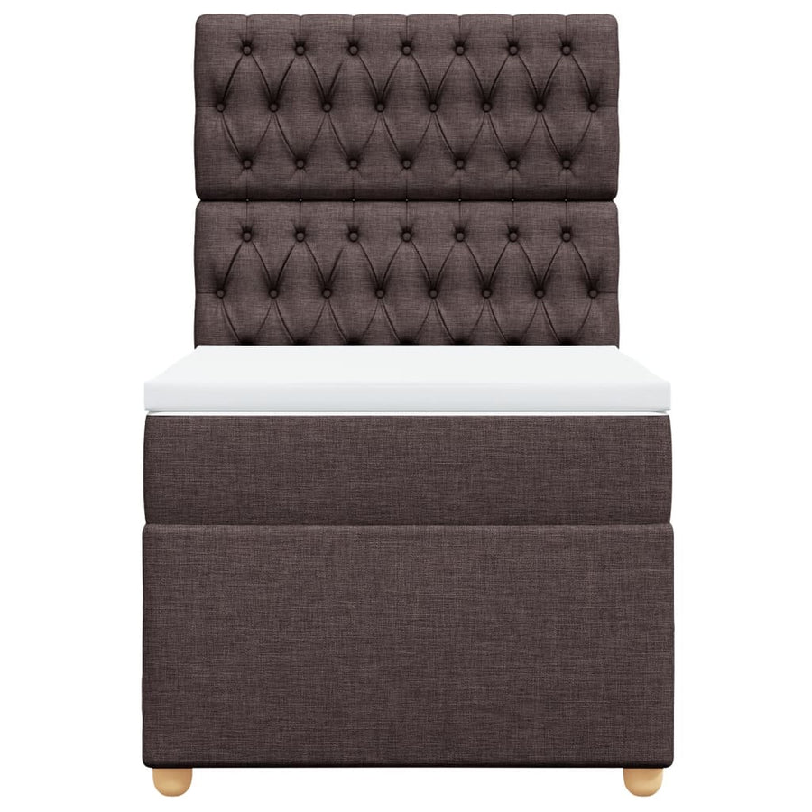 Boxspring met matras stof donkerbruin 90x200 cm