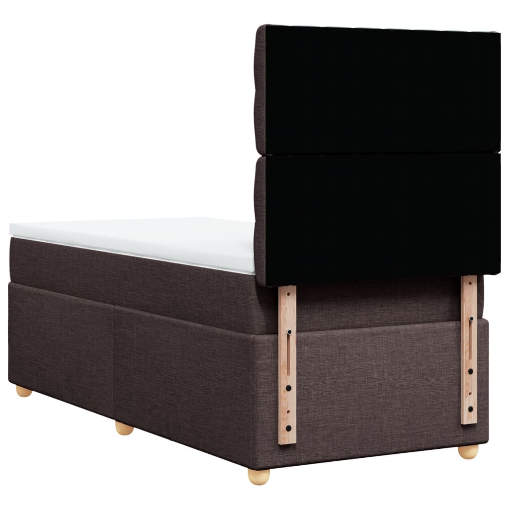 Boxspring met matras stof donkerbruin 90x200 cm