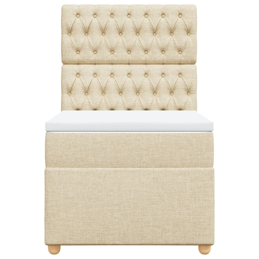 Boxspring met matras stof crèmekleurig 90x200 cm