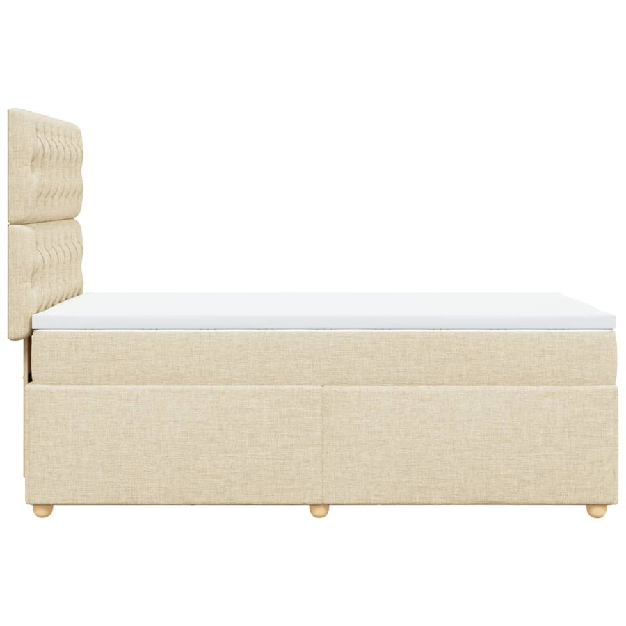 Boxspring met matras stof crèmekleurig 90x200 cm