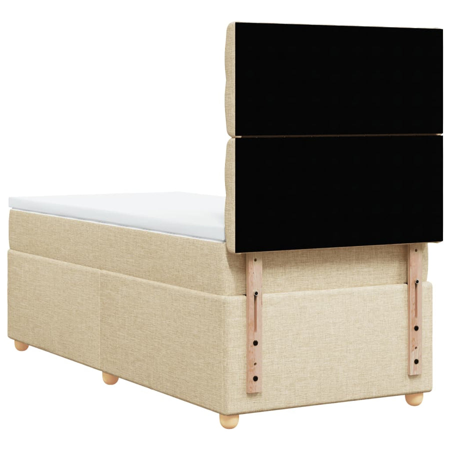 Boxspring met matras stof crèmekleurig 90x200 cm