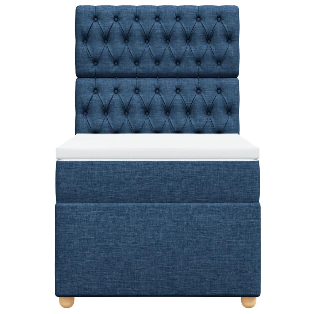 Boxspring met matras stof blauw 90x200 cm