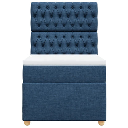 Boxspring met matras stof blauw 90x200 cm