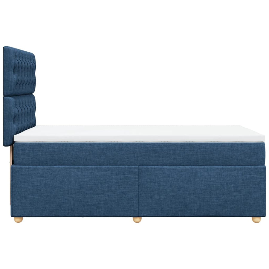 Boxspring met matras stof blauw 90x200 cm