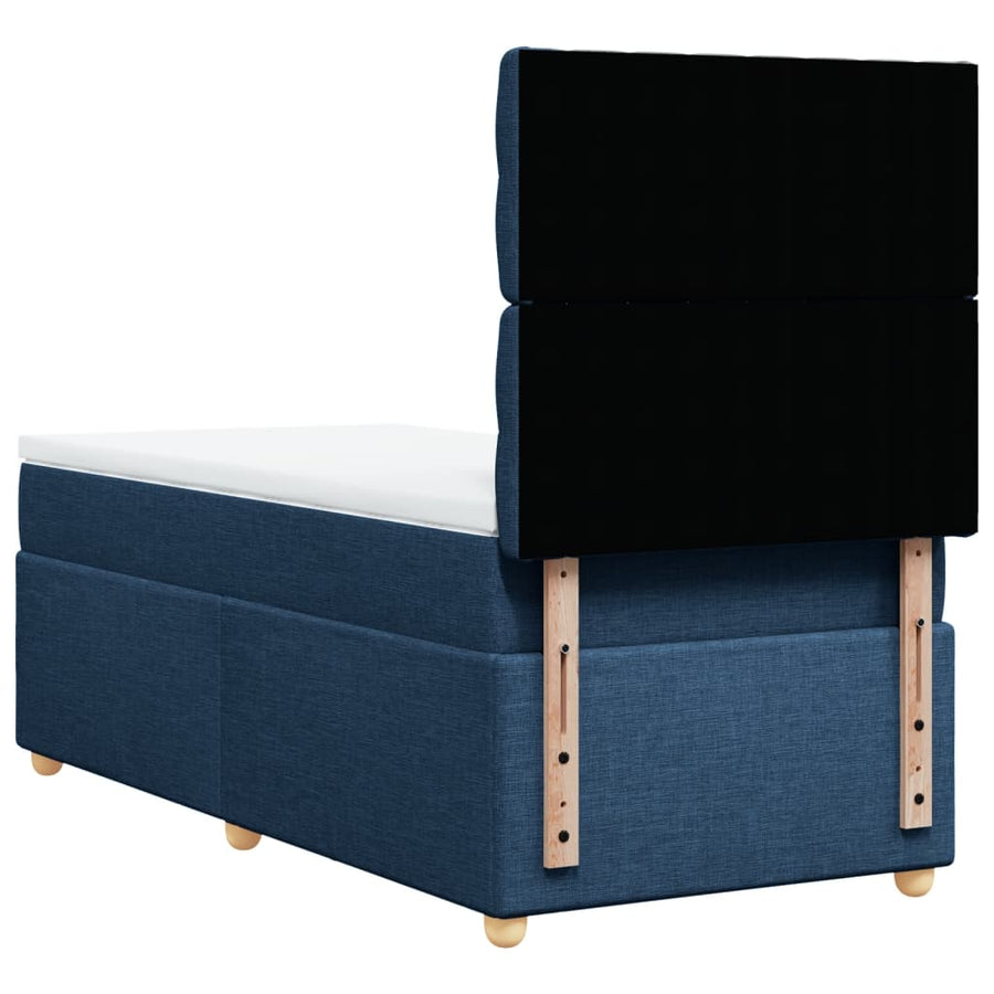 Boxspring met matras stof blauw 90x200 cm