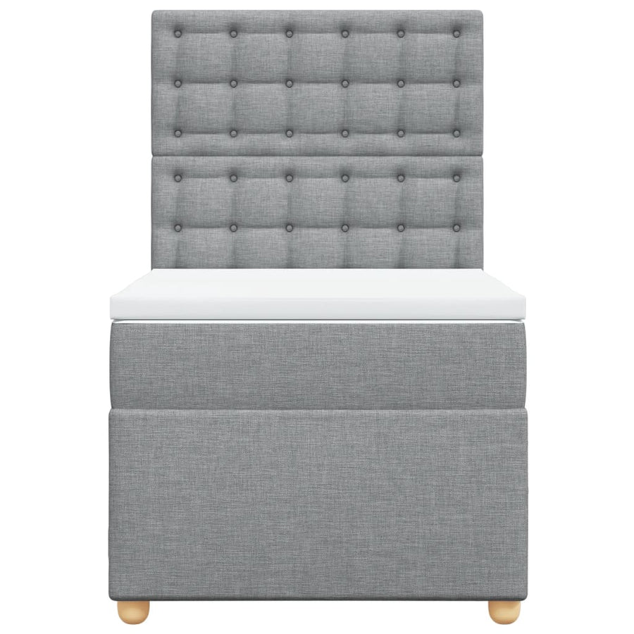 Boxspring met matras stof lichtgrijs 90x200 cm