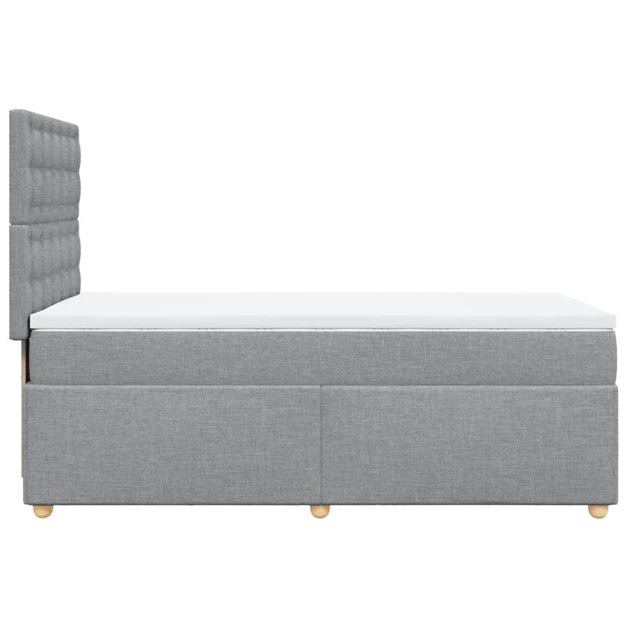 Boxspring met matras stof lichtgrijs 90x200 cm
