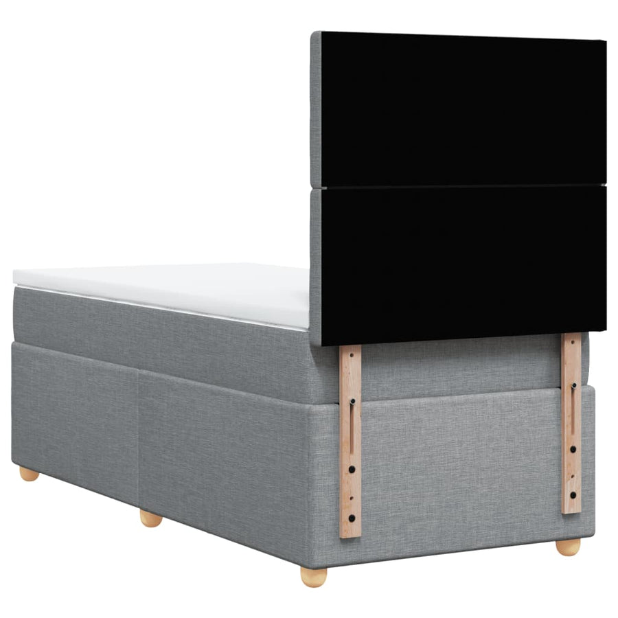 Boxspring met matras stof lichtgrijs 90x200 cm
