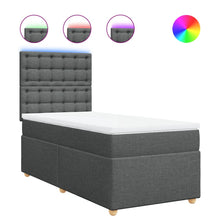 Boxspring met matras stof donkergrijs 90x200 cm