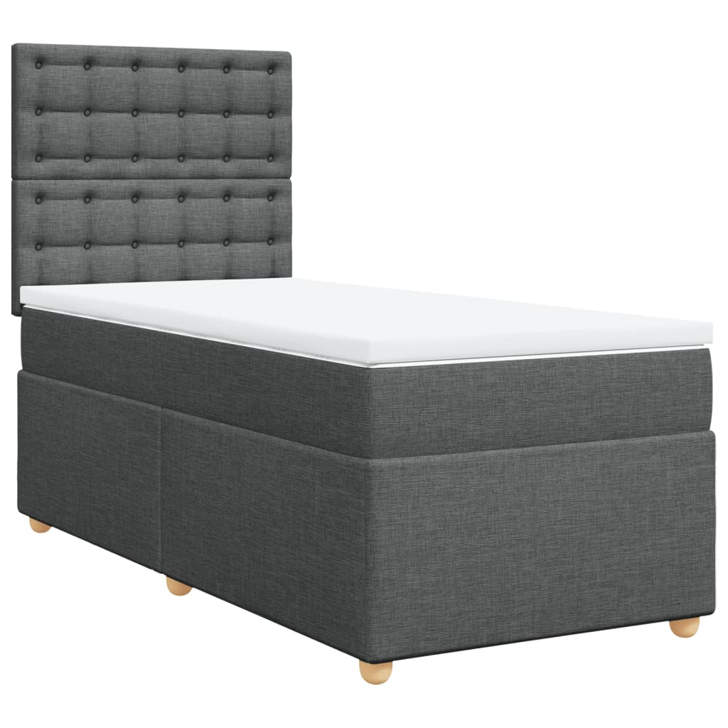 Boxspring met matras stof donkergrijs 90x200 cm