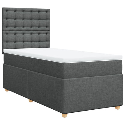 Boxspring met matras stof donkergrijs 90x200 cm