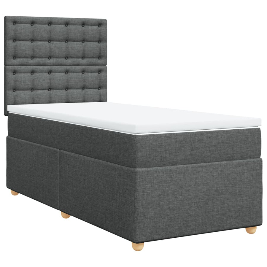 Boxspring met matras stof donkergrijs 90x200 cm