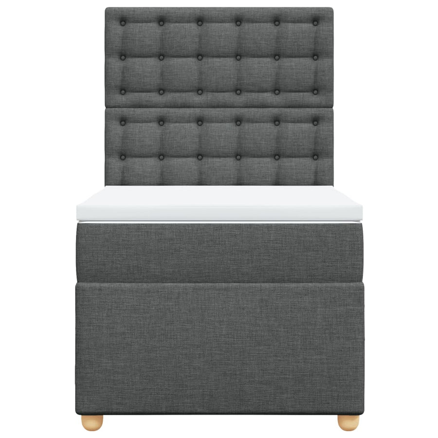 Boxspring met matras stof donkergrijs 90x200 cm