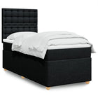Box spring with mattress fabric black 90x200 cm