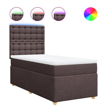 Boxspring met matras stof donkerbruin 90x200 cm