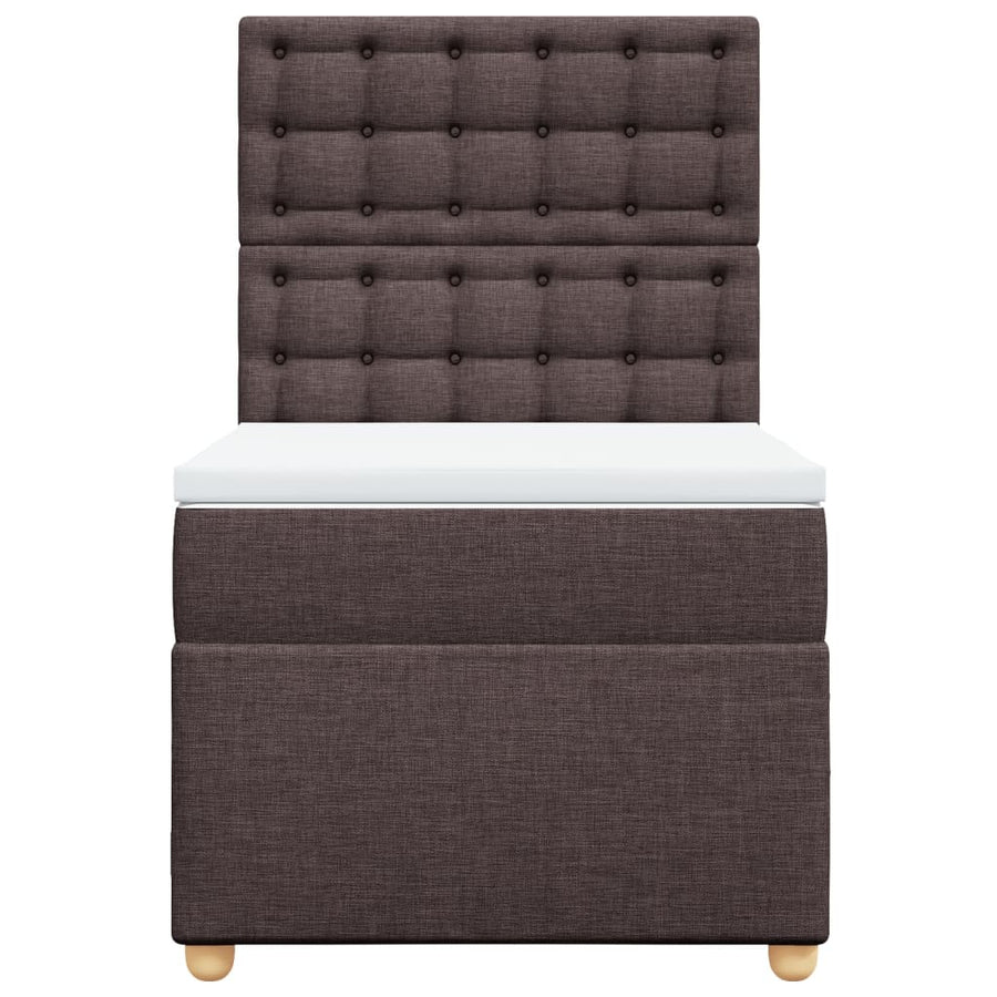 Boxspring met matras stof donkerbruin 90x200 cm